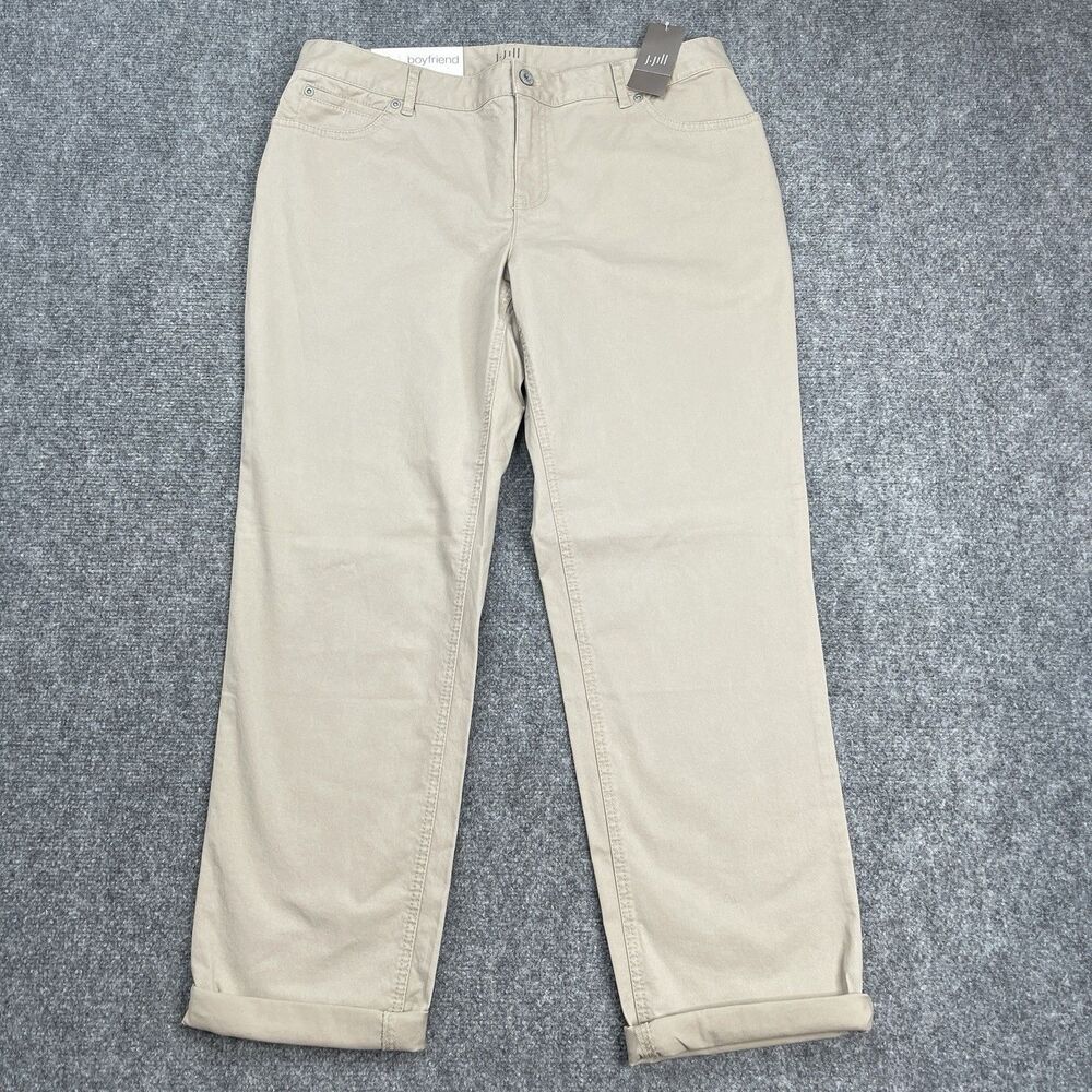 J Jill Relaxed Fit Boyfriend Pants Womens Size 12 Soft Stretch Khakis NEW W Tags